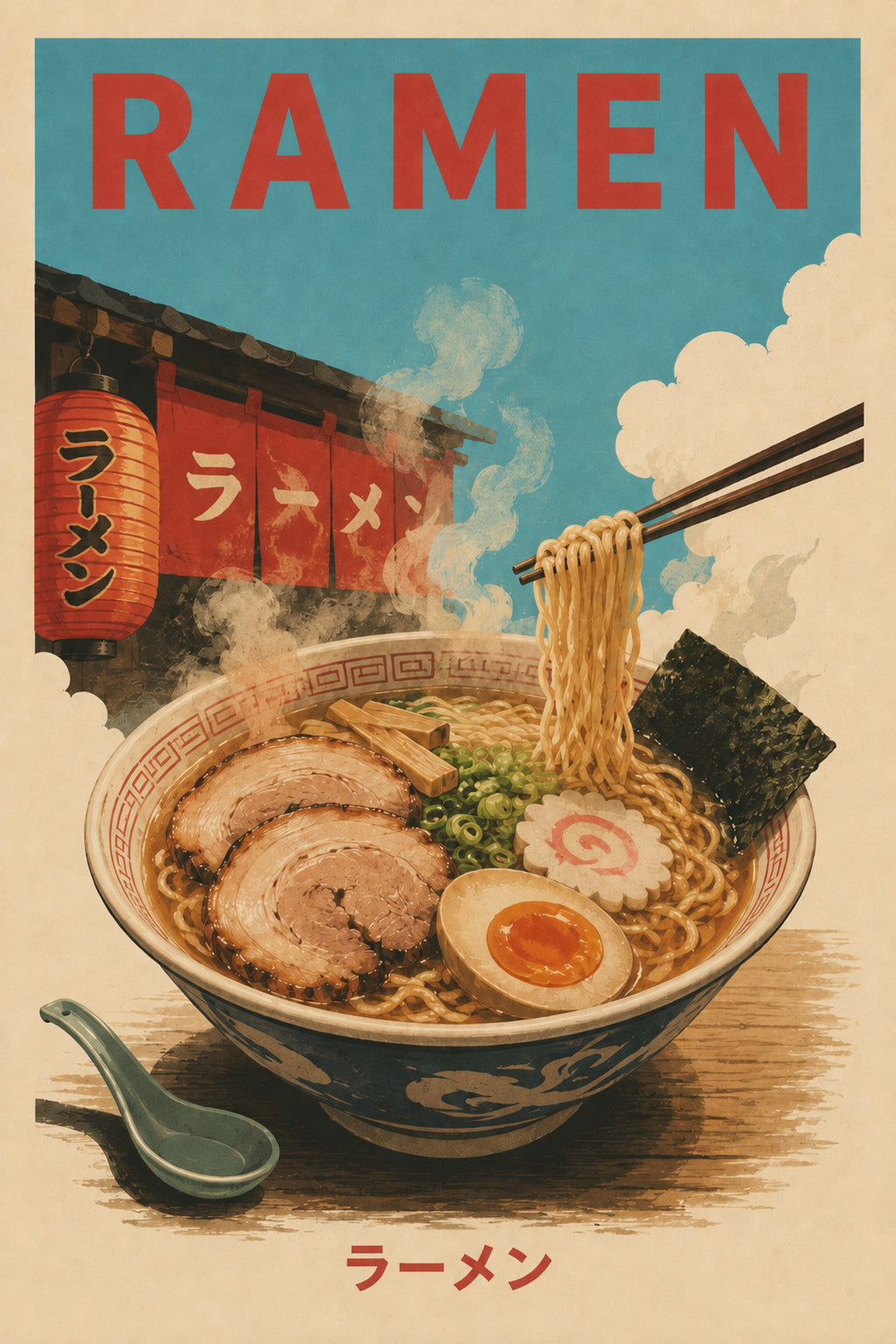 Ramen Travel Japanese Retro Poster Print