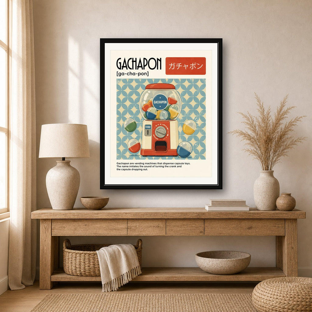 Retro Gachapon Poster, Japan Capsule Toy Wall Art, Japanese Aesthetic Print in various sizes - corrected 4x5 room mockup