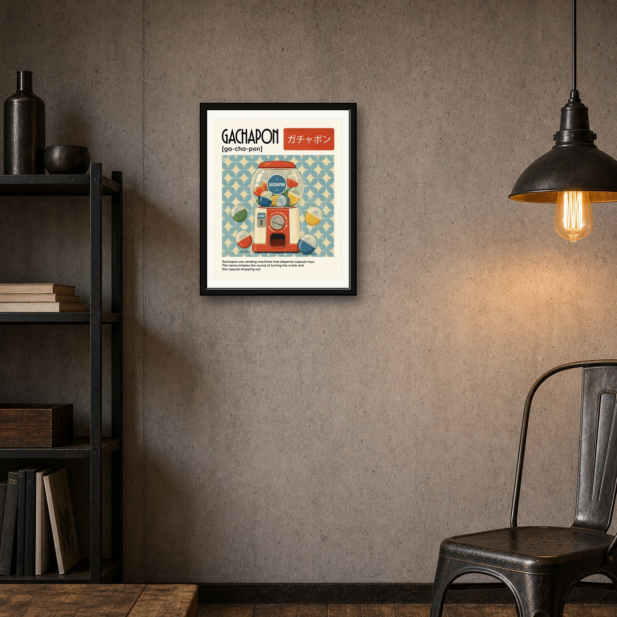Retro Gachapon Poster, Japan Capsule Toy Wall Art, Japanese Aesthetic Print in various sizes - corrected 4x5 room mockup