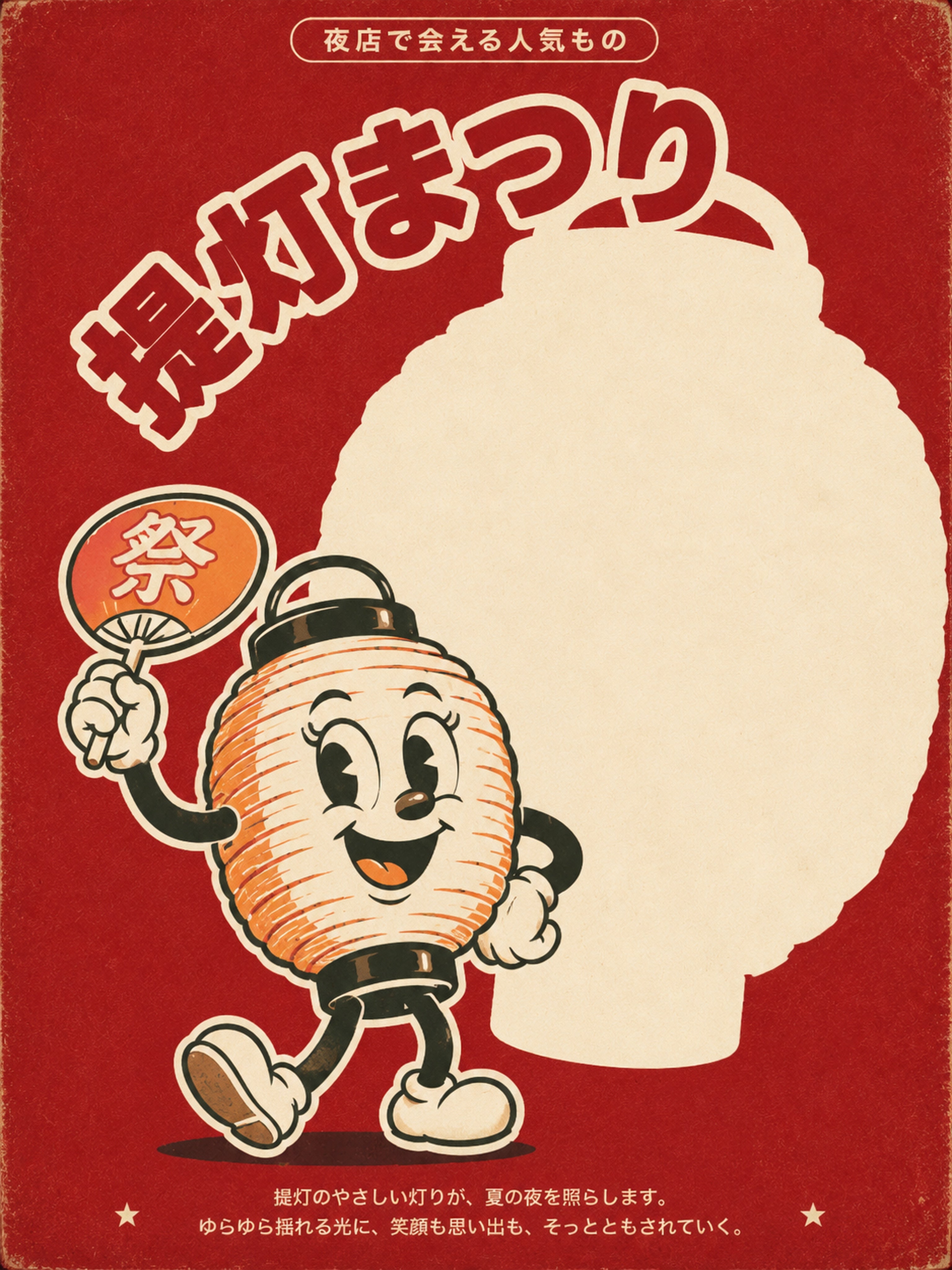 Retro Japanese Lantern Festival Poster - Vintage Style Wall Art, Japan Travel Print - corrected 3x4 flat artwork
