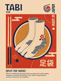 Retro Tabi Split-Toe Socks Poster, Japanese Culture Wall Art, Vibrant Travel Decor Print - corrected 3x4 flat artwork