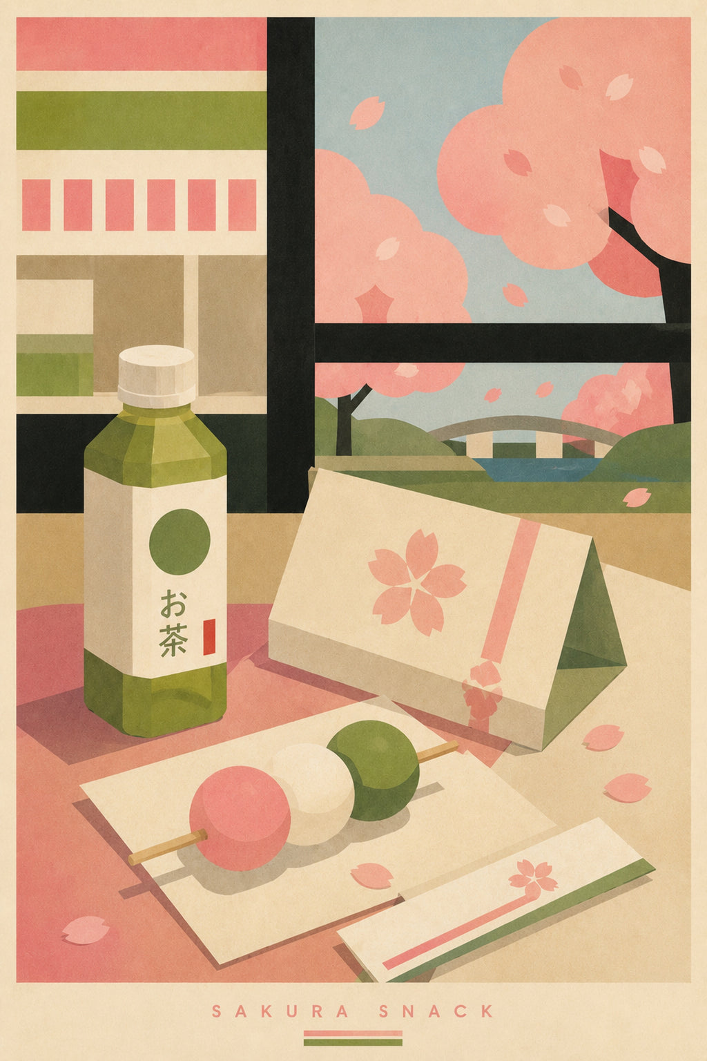 Sakura Snack Japanese Retro Poster Print