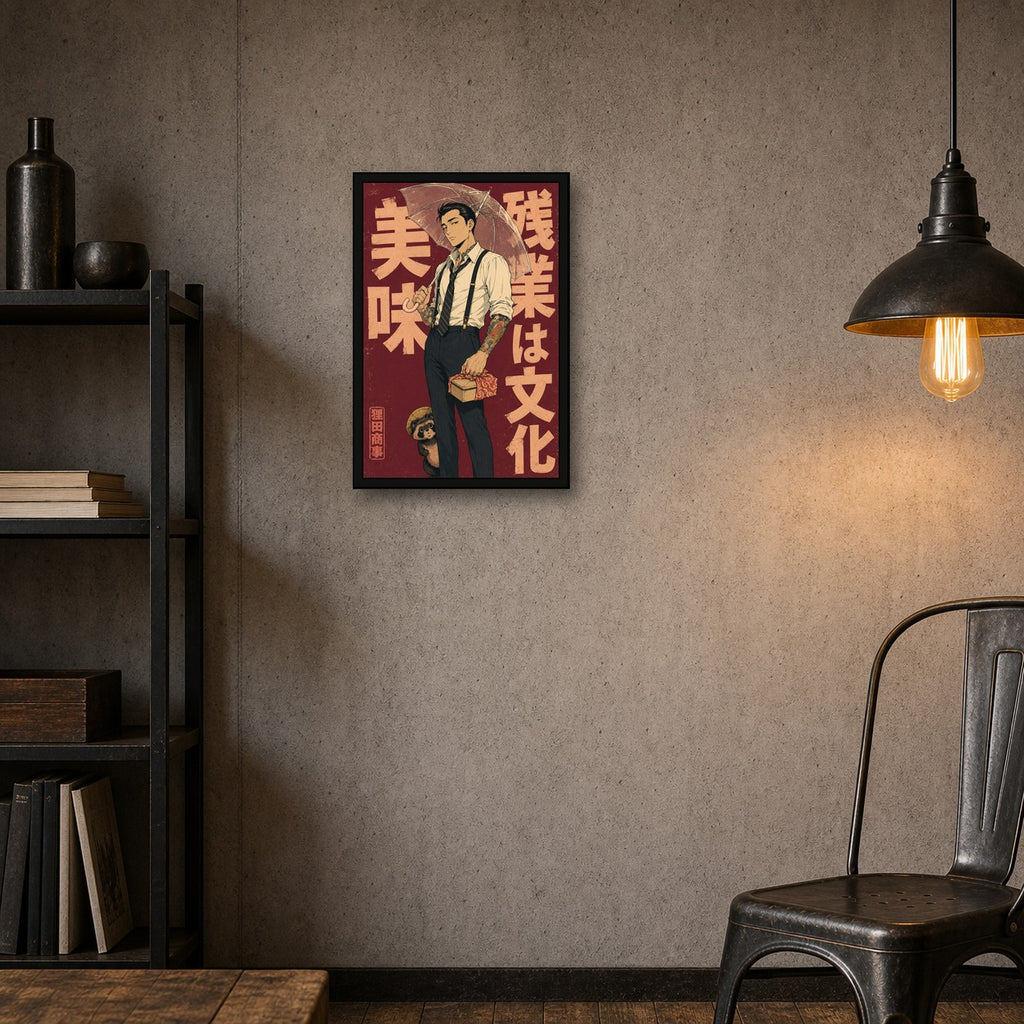 Salaryman Bento Japanese Retro Poster Print - 2x3 room mockup