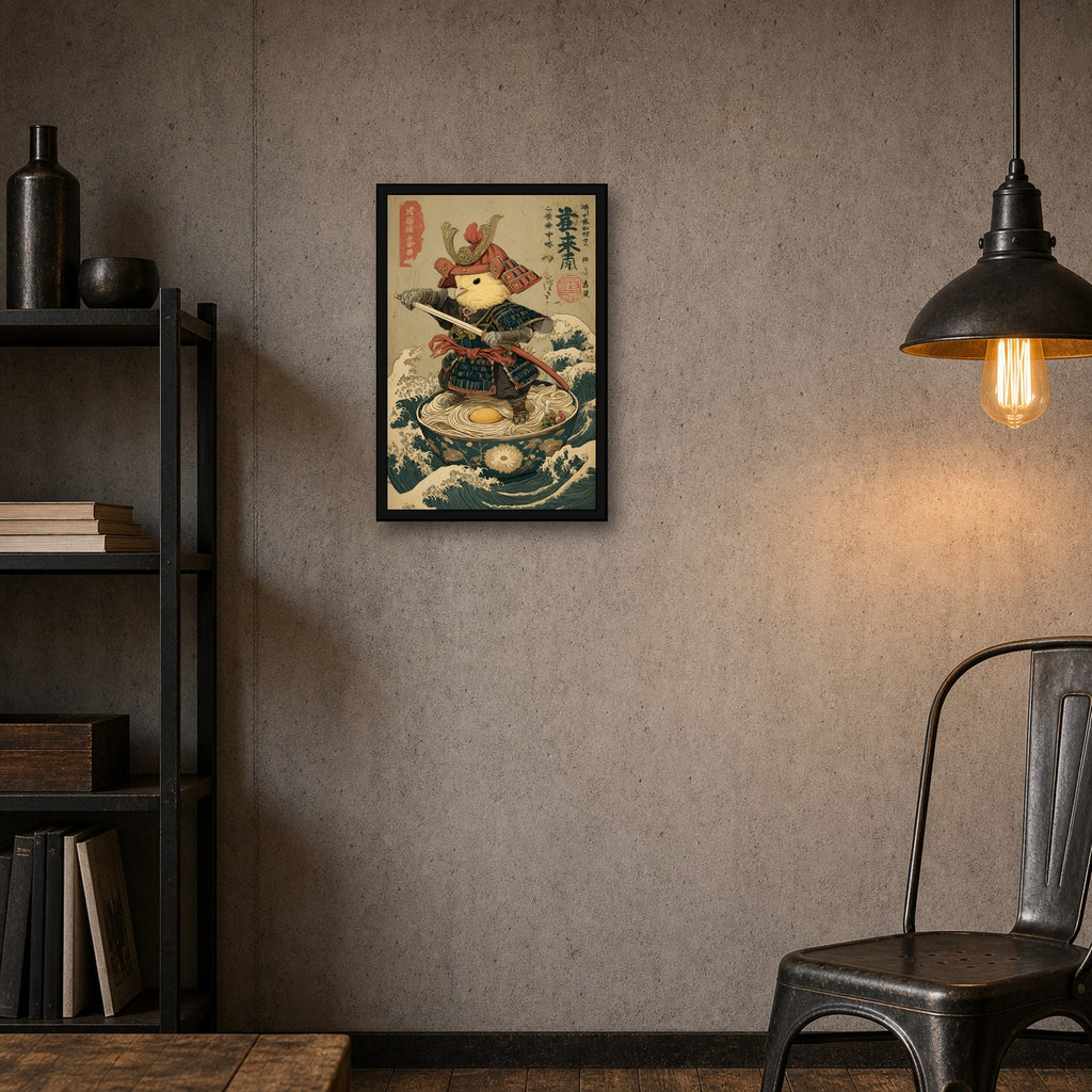 Samurai Bird Poster, Japanese Inspired Wall Art, Poster Print - 2x3 room mockup