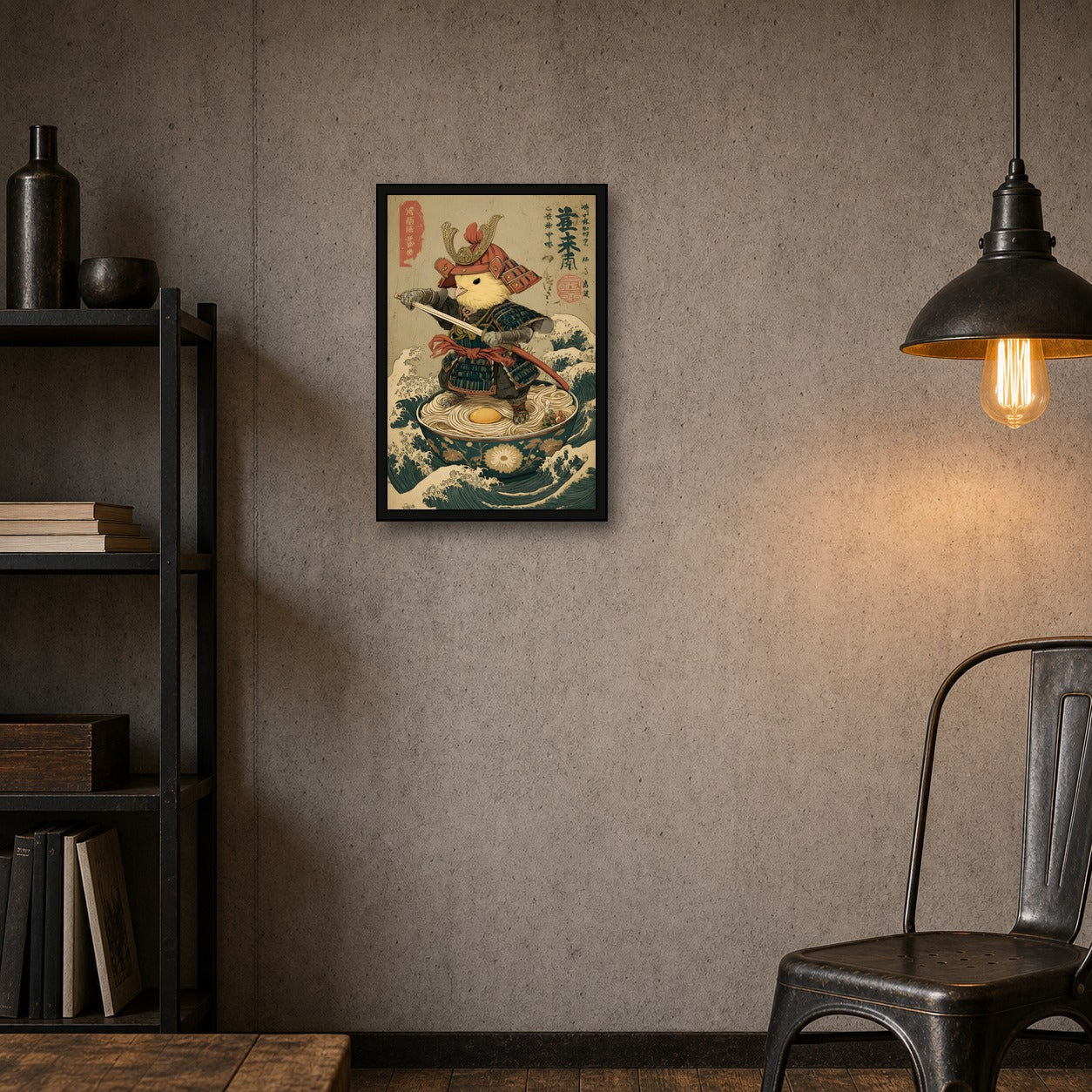 Samurai Bird Poster, Japanese Inspired Wall Art, Poster Print - 2x3 room mockup