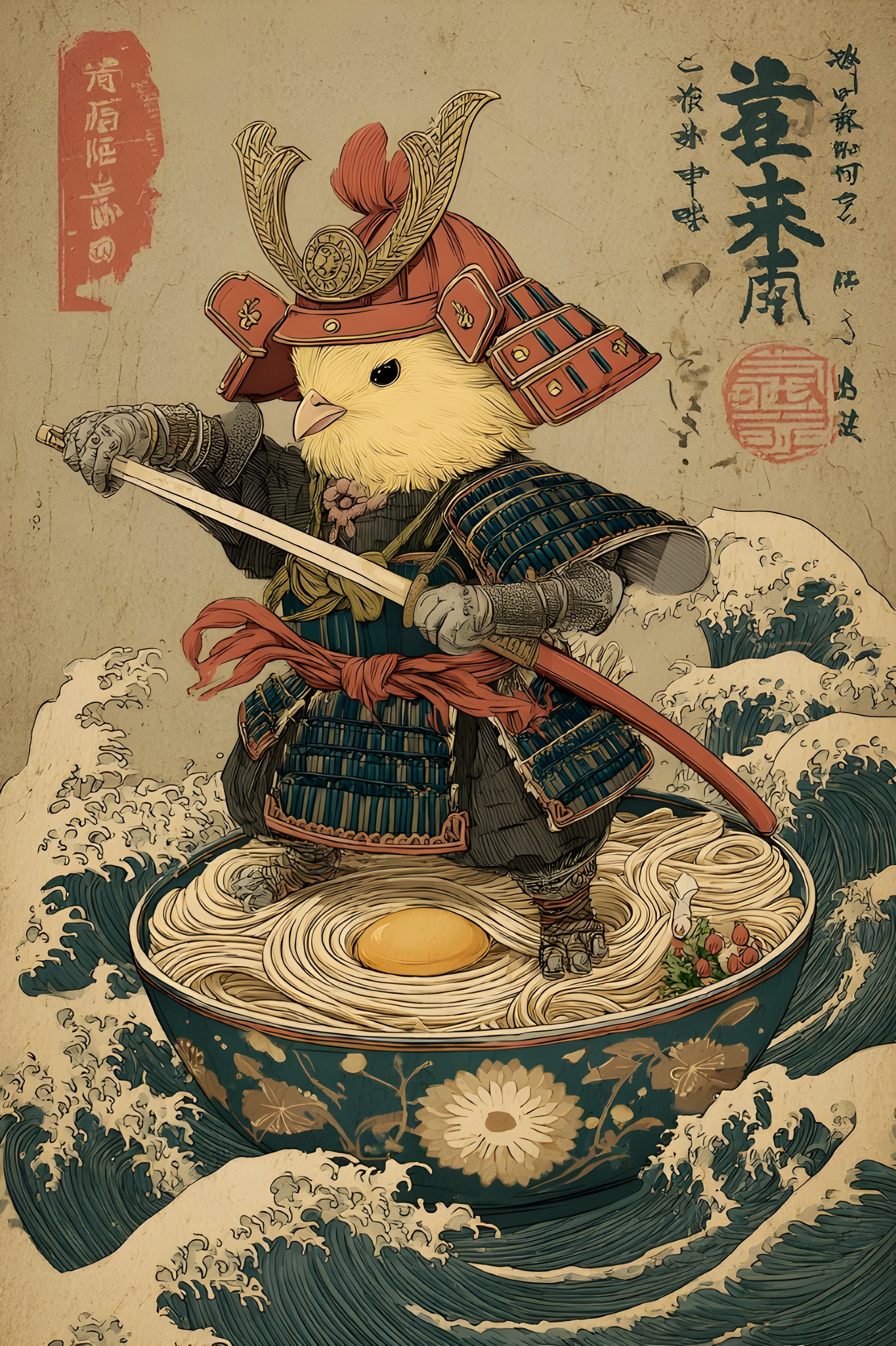 Samurai Bird Poster, Japanese Inspired Wall Art, Poster Print
