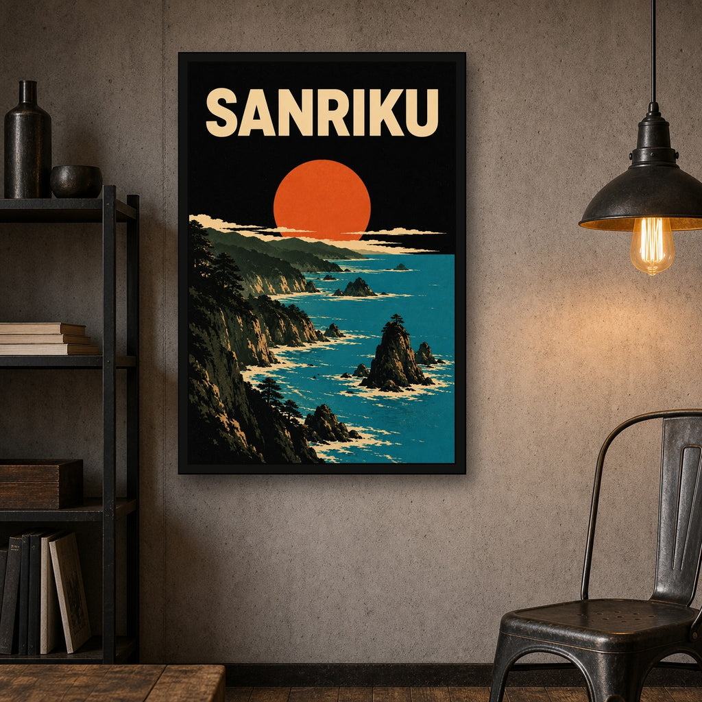 Sanriku Coast Japanese Retro Poster Print - 2x3 room mockup
