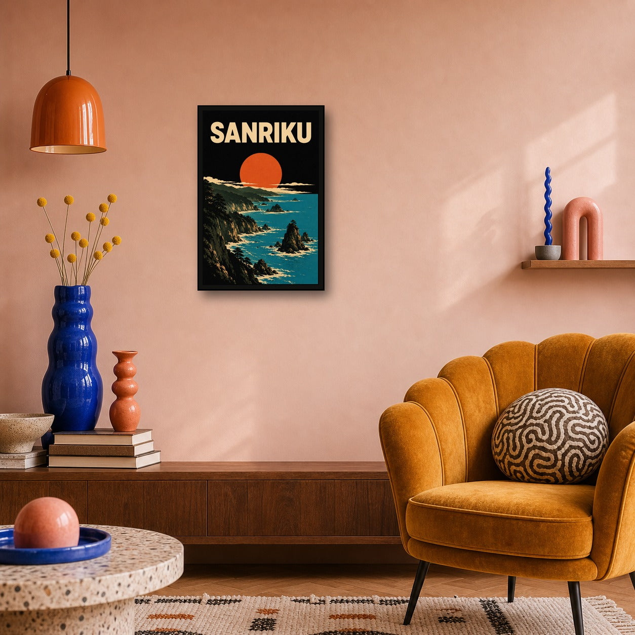 Sanriku Coast Japanese Retro Poster Print - 2x3 room mockup