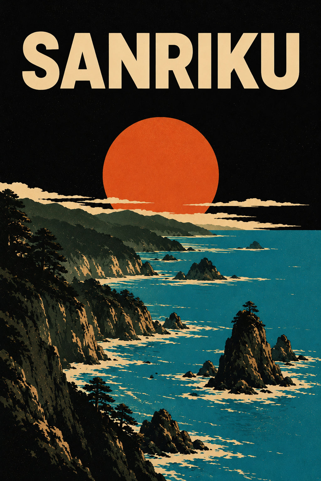 Sanriku Coast Japanese Retro Poster Print
