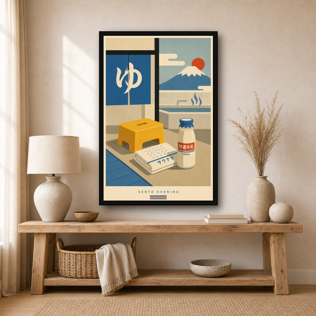 Sento Evening Snack Japanese Retro Poster Print - 2x3 room mockup