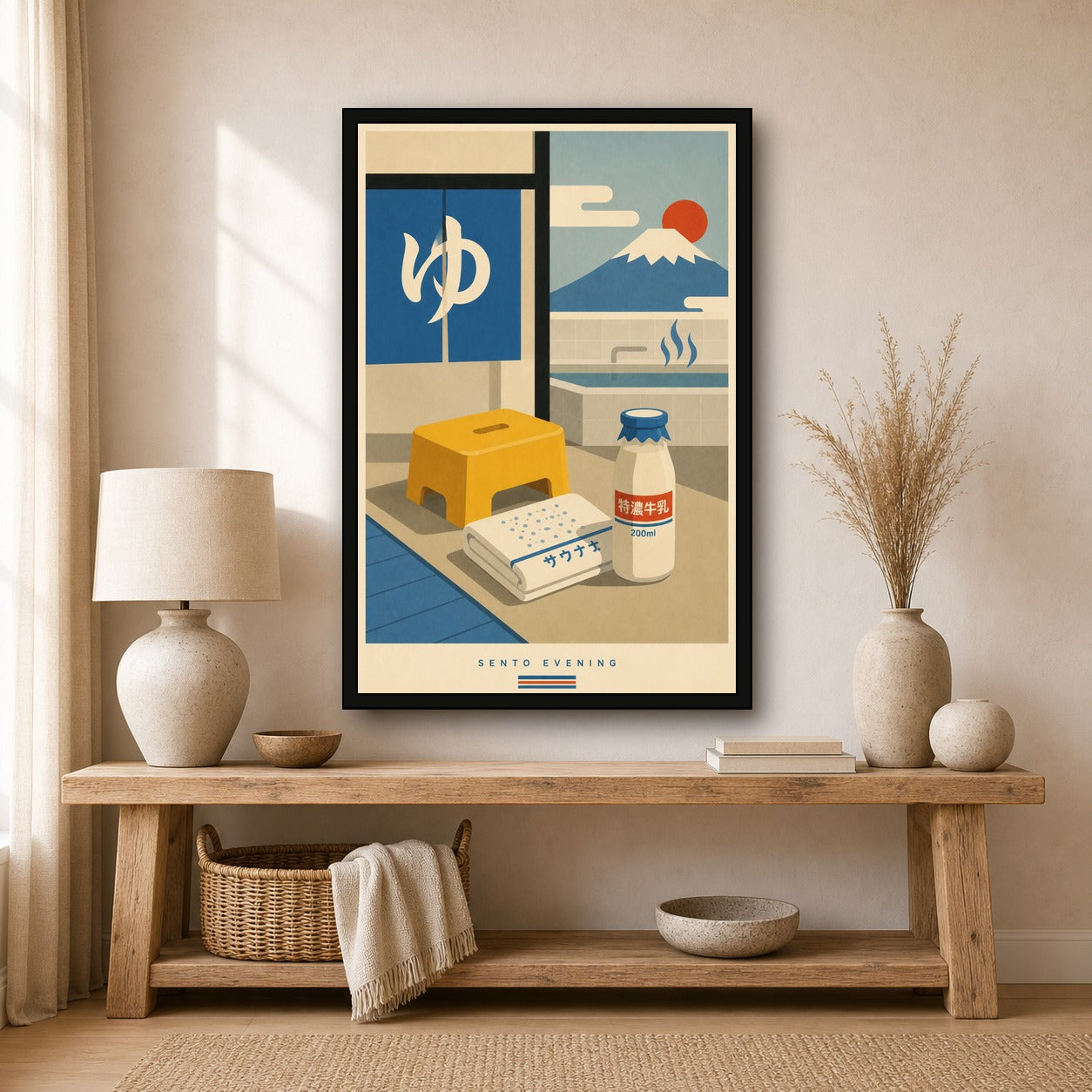 Sento Evening Snack Japanese Retro Poster Print - 2x3 room mockup