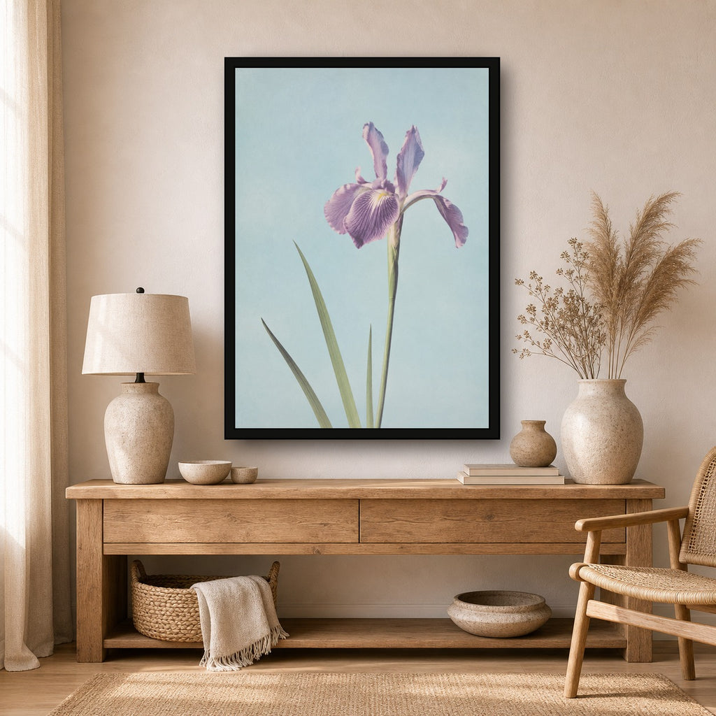 Purple Iris Botanical Japanese inspired poster print for modern wall decor