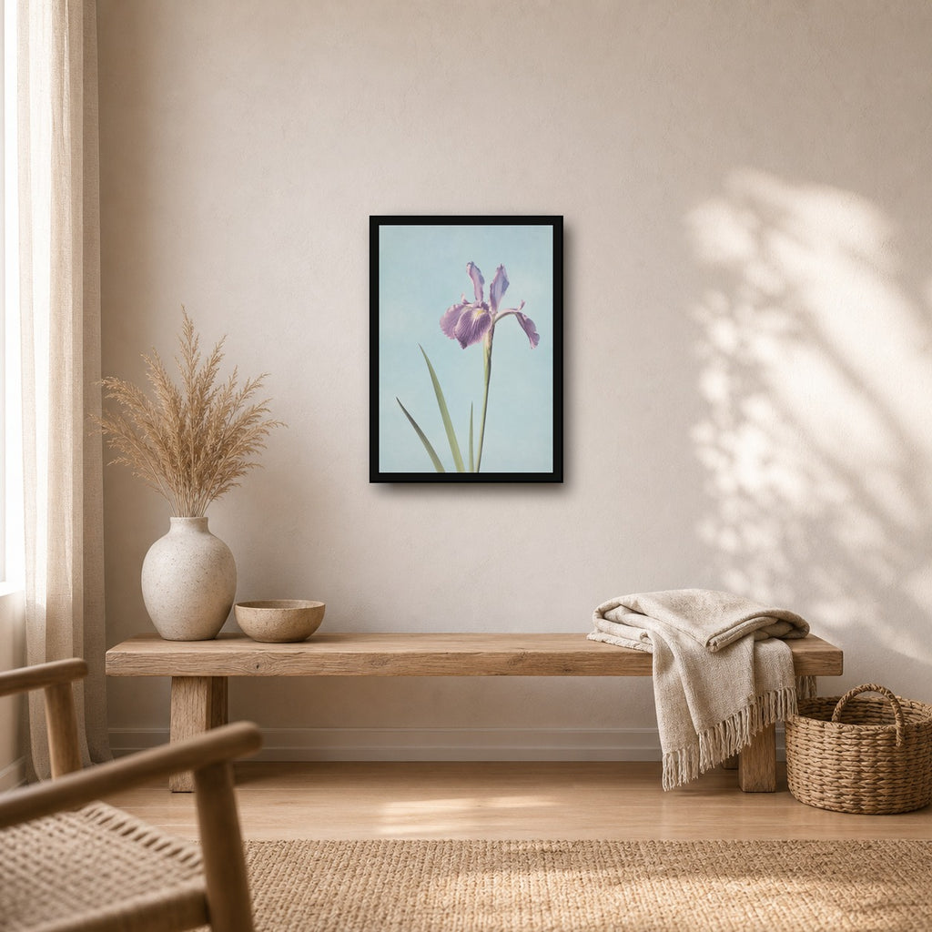 Purple Iris Botanical Japanese inspired poster print for modern wall decor