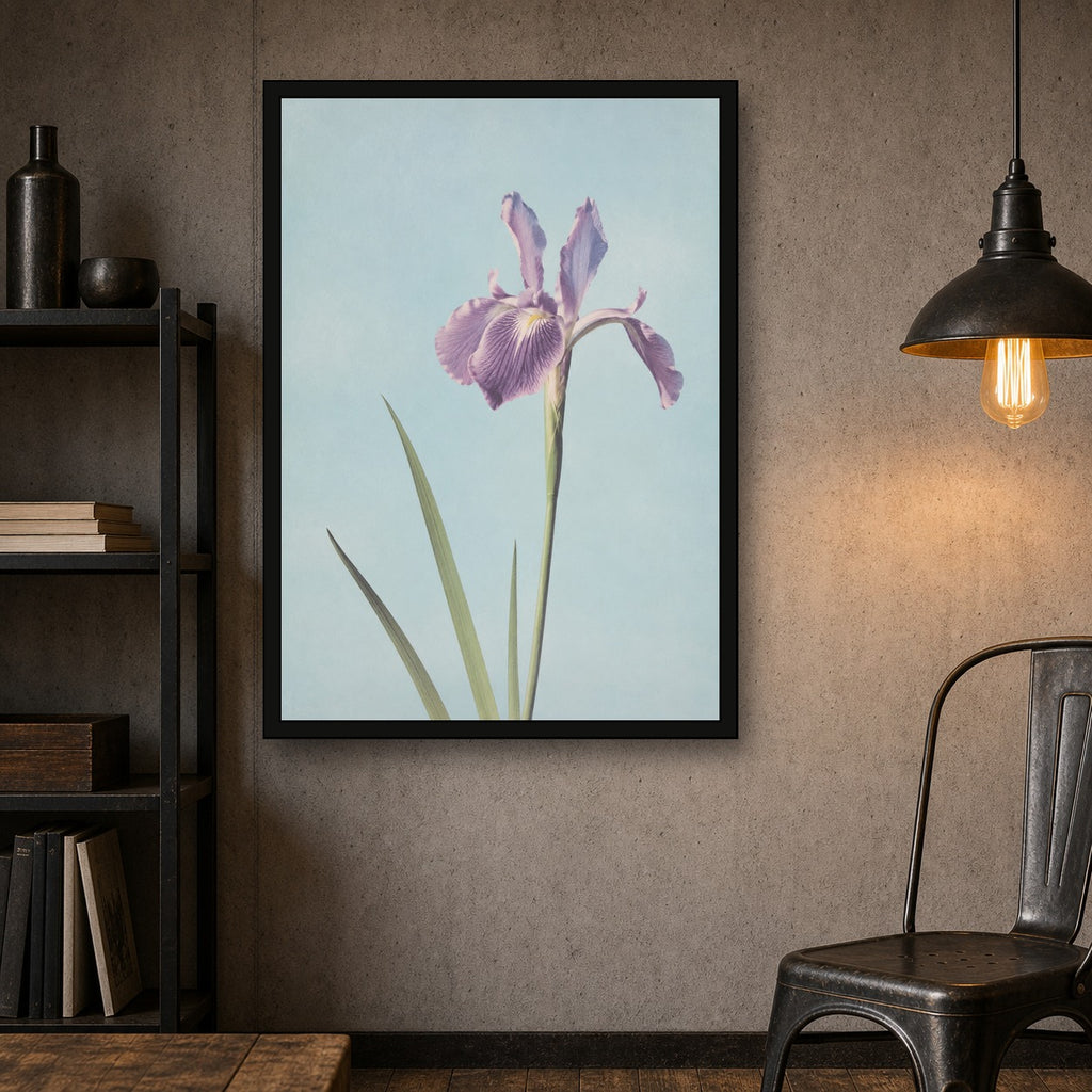 Purple Iris Botanical Japanese inspired poster print for modern wall decor