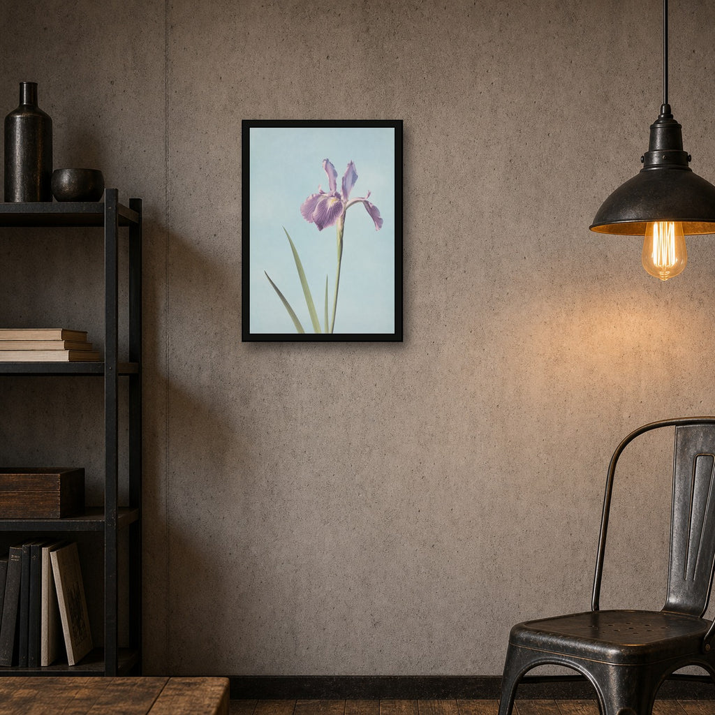 Purple Iris Botanical Japanese inspired poster print for modern wall decor