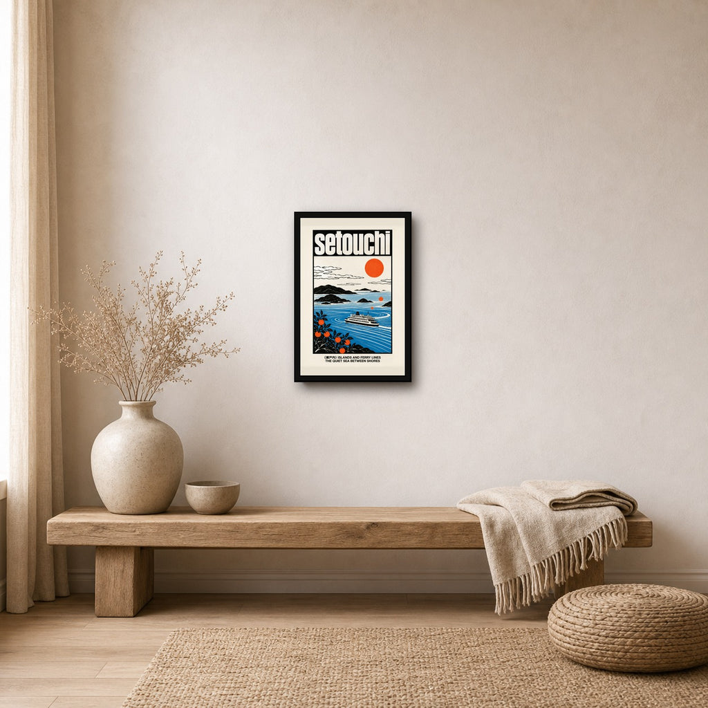 Setouchi Ferry Islands Travel Poster, Japanese Wall Art Print - 2x3 room mockup