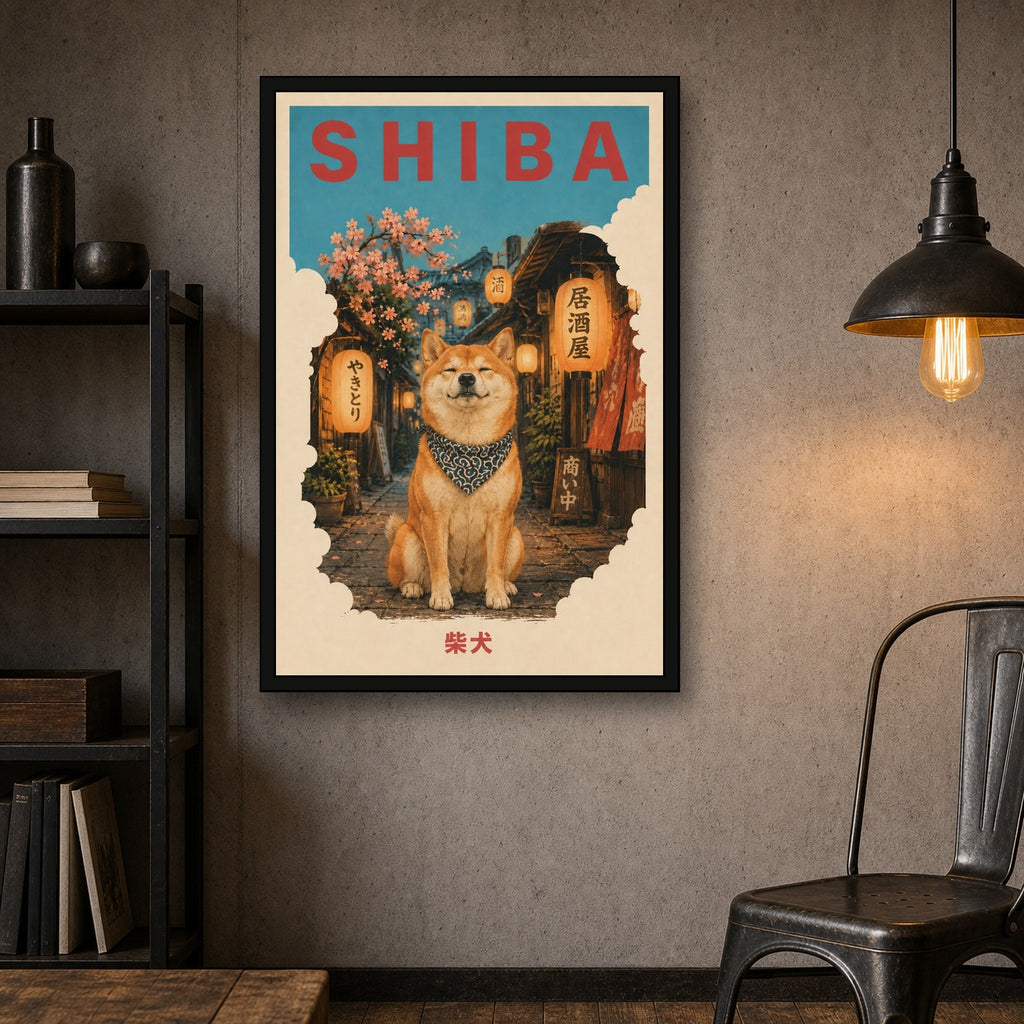 Shiba Inu Izakaya Travel Japanese Retro Poster Print - 2x3 room mockup