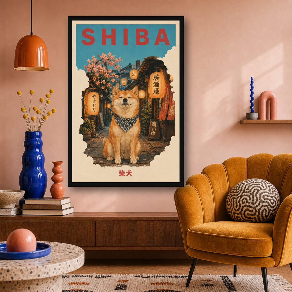 Shiba Inu Izakaya Travel Japanese Retro Poster Print - 2x3 room mockup