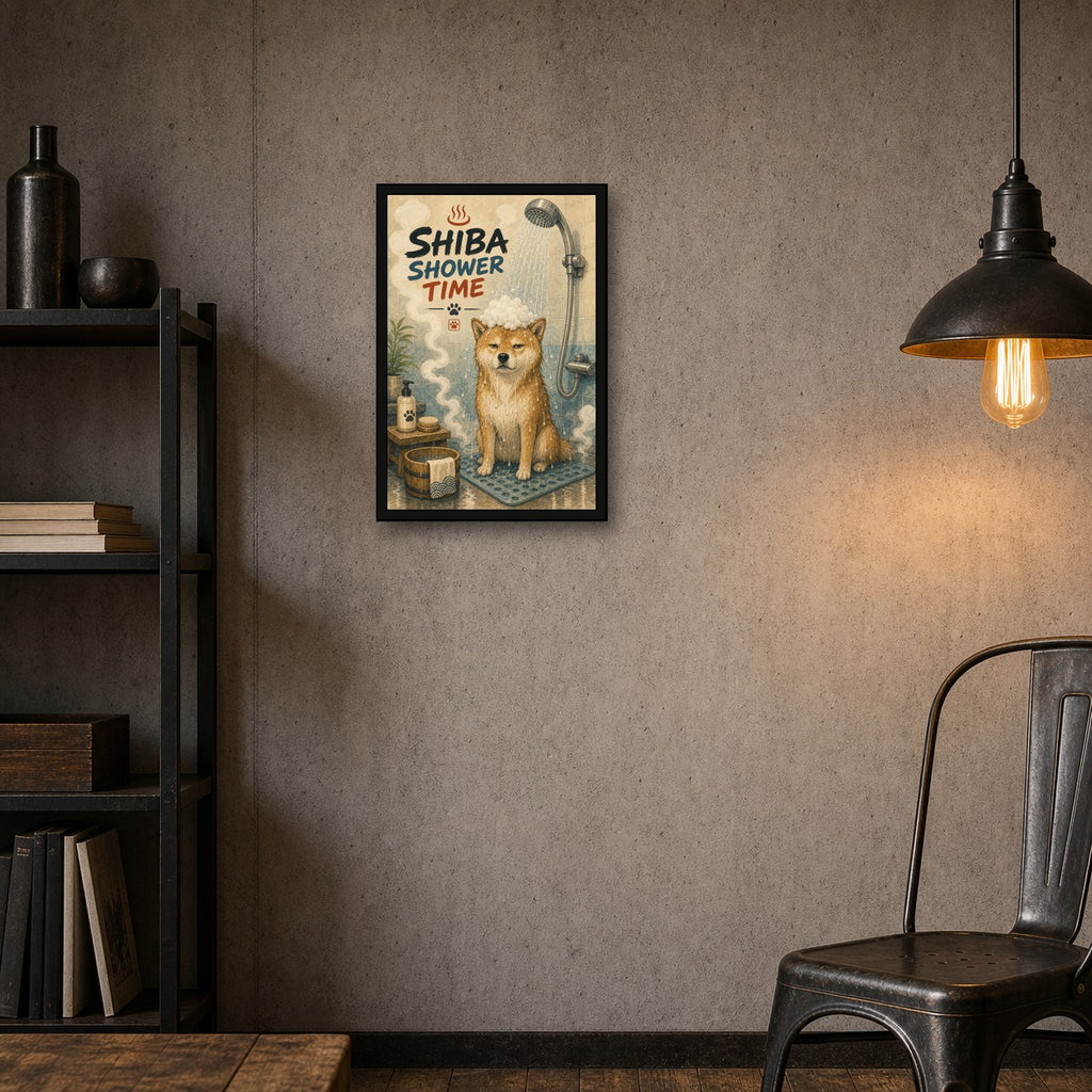 Shibashowertime Japanese Retro Poster Print - 2x3 room mockup
