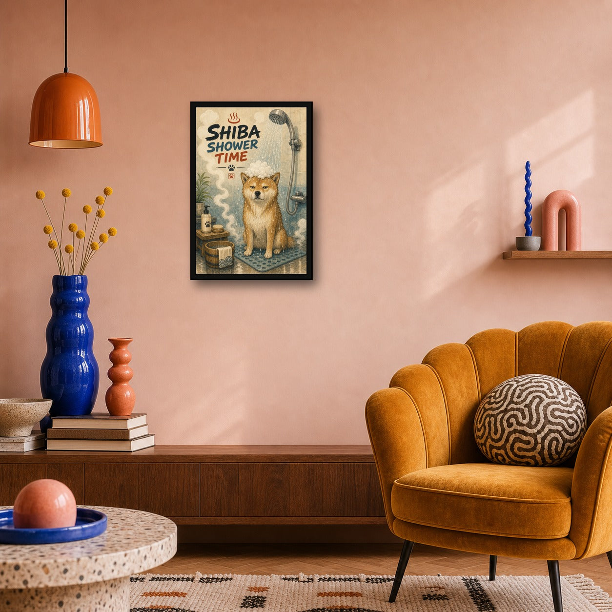Shibashowertime Japanese Retro Poster Print - 2x3 room mockup