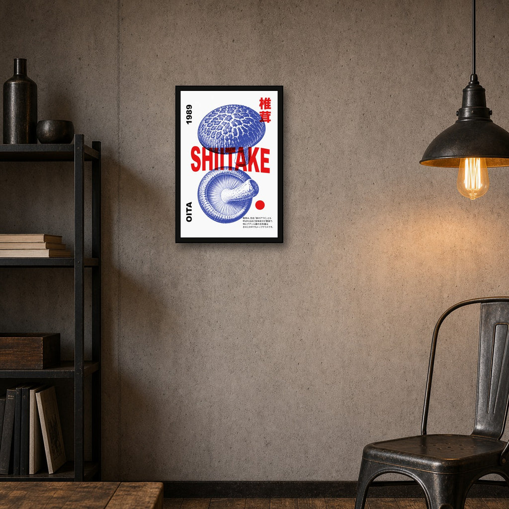 Shiitake Mushroom Poster, Bold Pop Art Print, Japanese Foodie Wall Decor - 2x3 room mockup