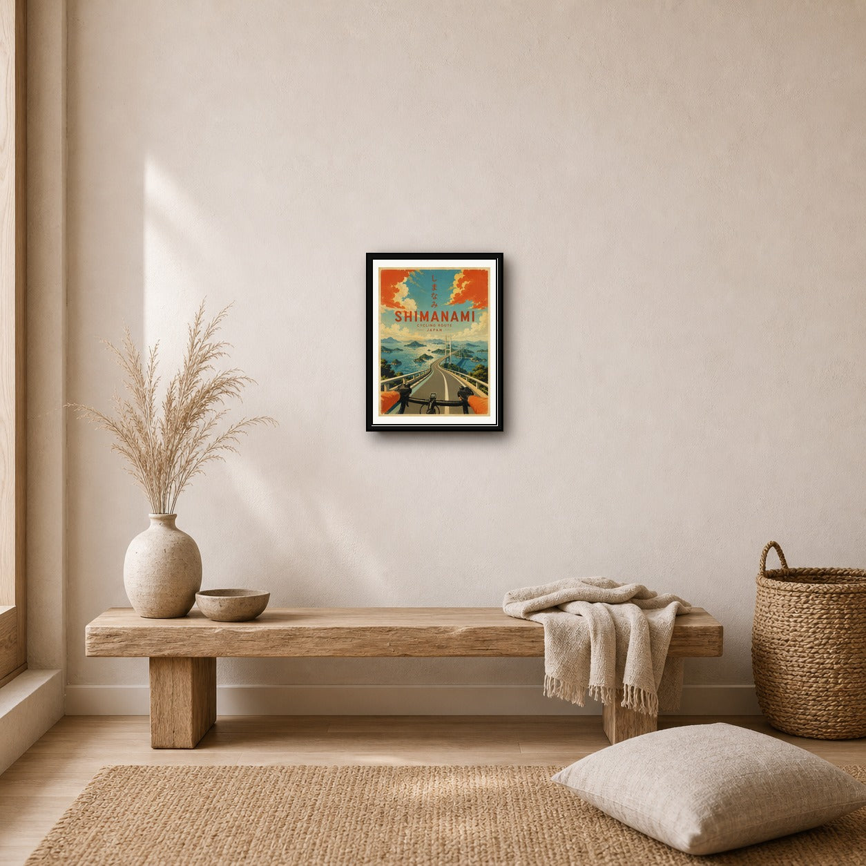Shimanami Kaido Cycling Route Poster, Japan Landscape Wall Art, Vintage Travel Print - corrected 3x4 room mockup