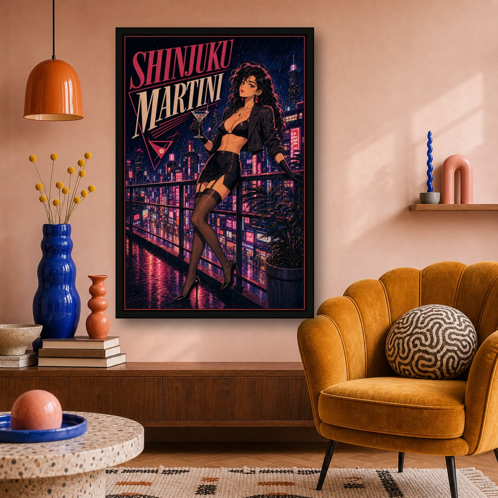 Shinjukumartini Japanese Retro Poster Print - 2x3 room mockup