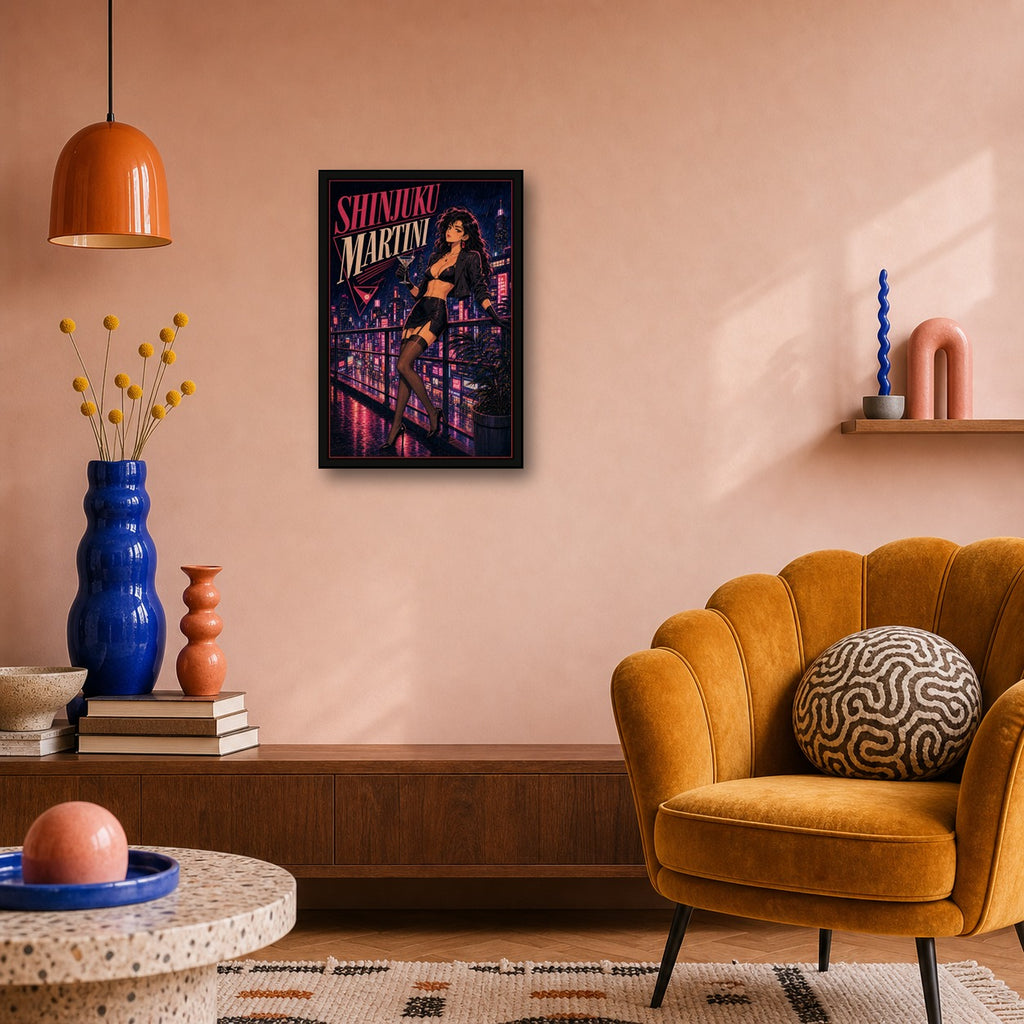 Shinjukumartini Japanese Retro Poster Print - 2x3 room mockup