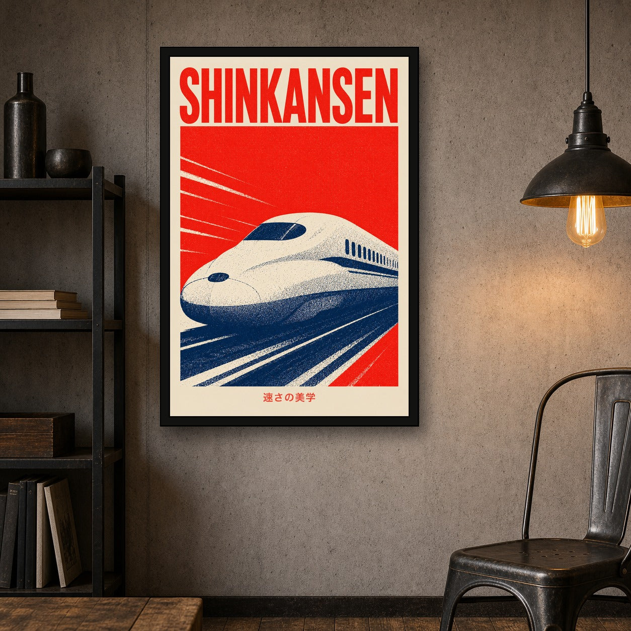 Shinkansen Red Poster Japanese Retro Poster Print - 2x3 room mockup
