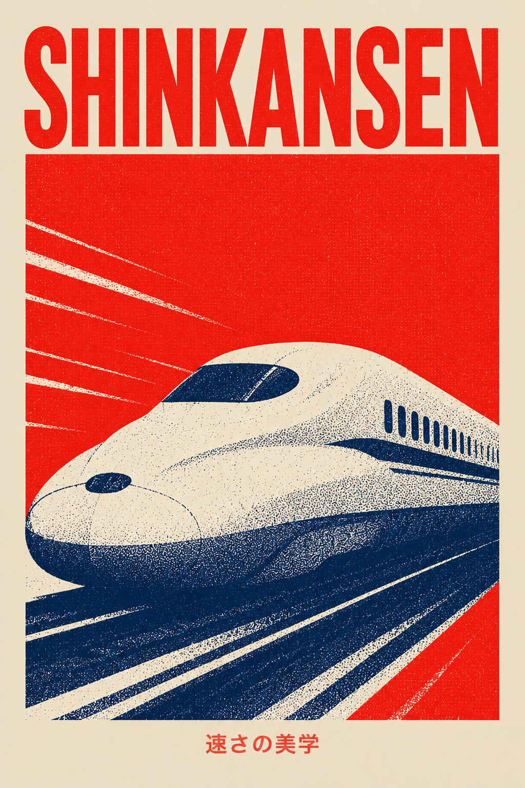 Shinkansen Red Poster Japanese Retro Poster Print