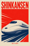 Shinkansen Red Poster Japanese Retro Poster Print