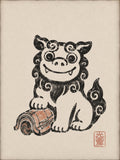Shisa Dog Art Print: Okinawa Guardian, Japanese Folk Art Poster, Serene Travel Decor in Various Sizes - corrected 3x4 flat artwork