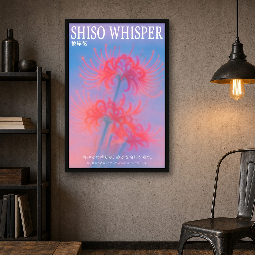Shiso Whisper Print: Dreamy Floral Japanese Wall Art in Your Choice of Six Sizes - 2x3 room mockup