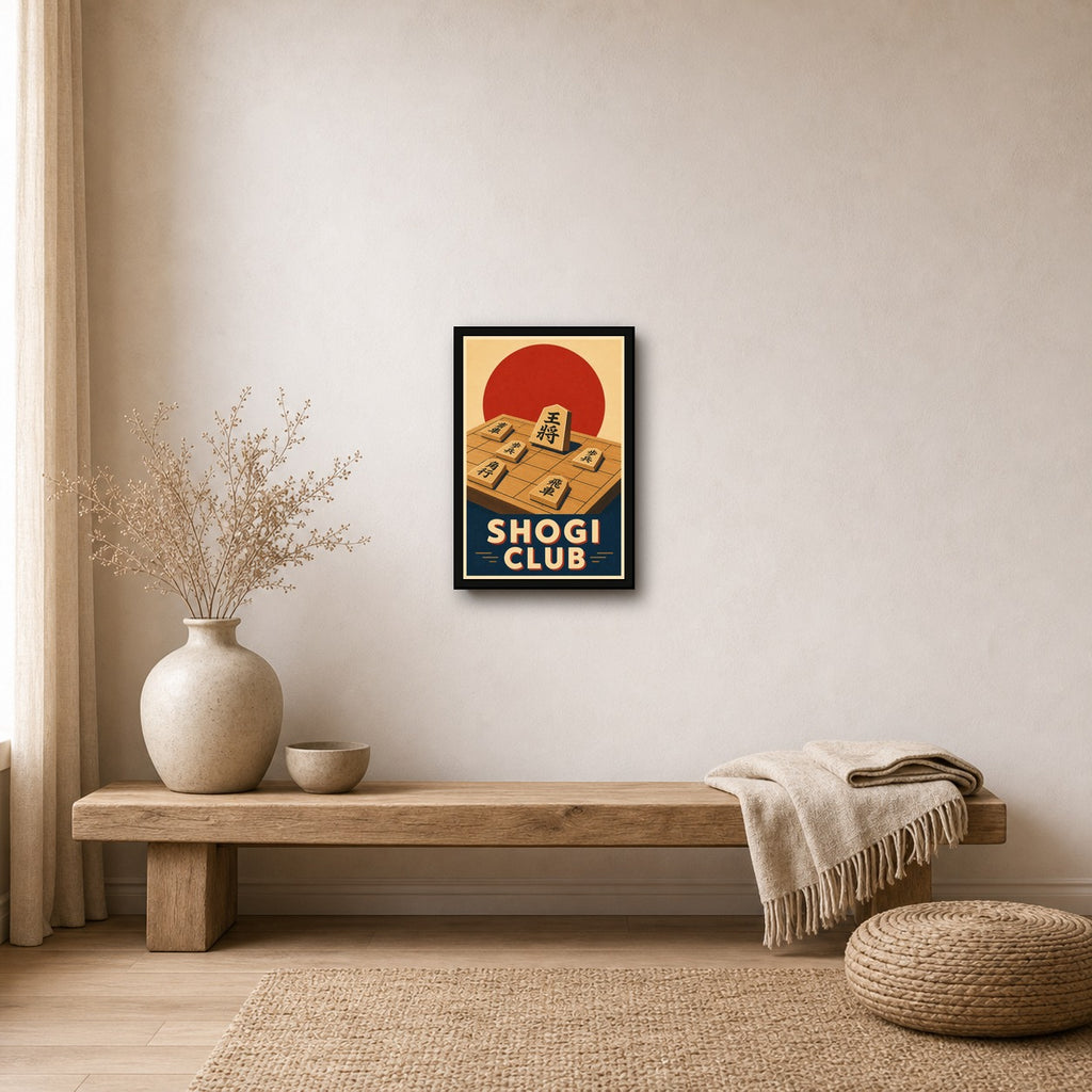 Shogi Club Japanese Retro Poster Print - 2x3 room mockup
