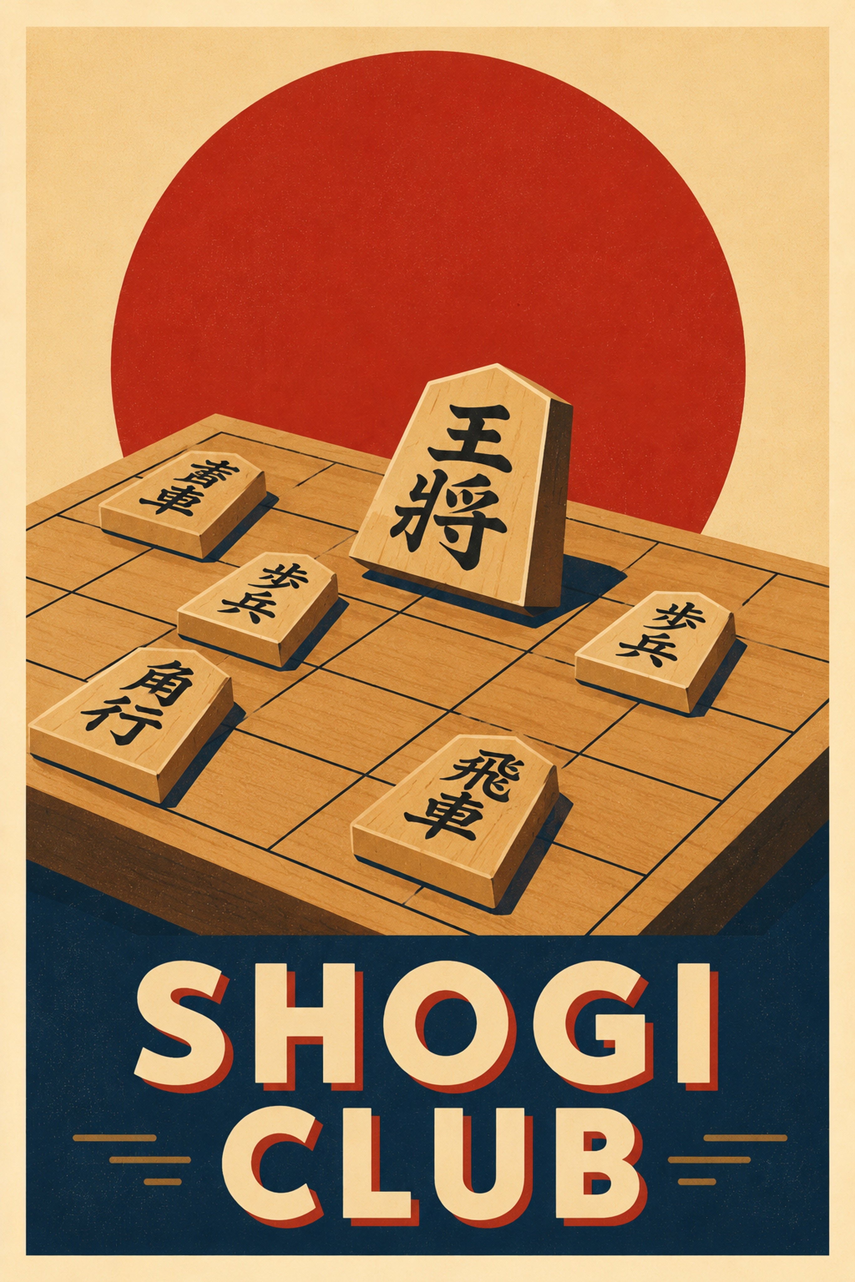 Shogi Club Japanese Retro Poster Print