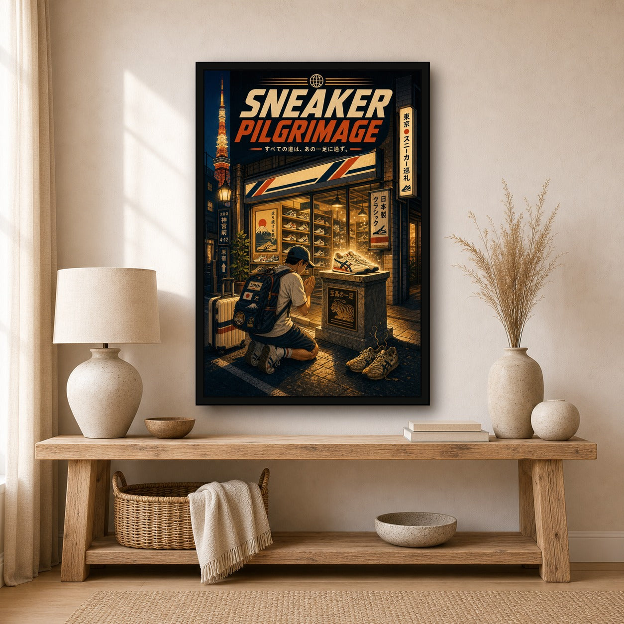 Sneakerpilgrimage Japanese Retro Poster Print - 2x3 room mockup