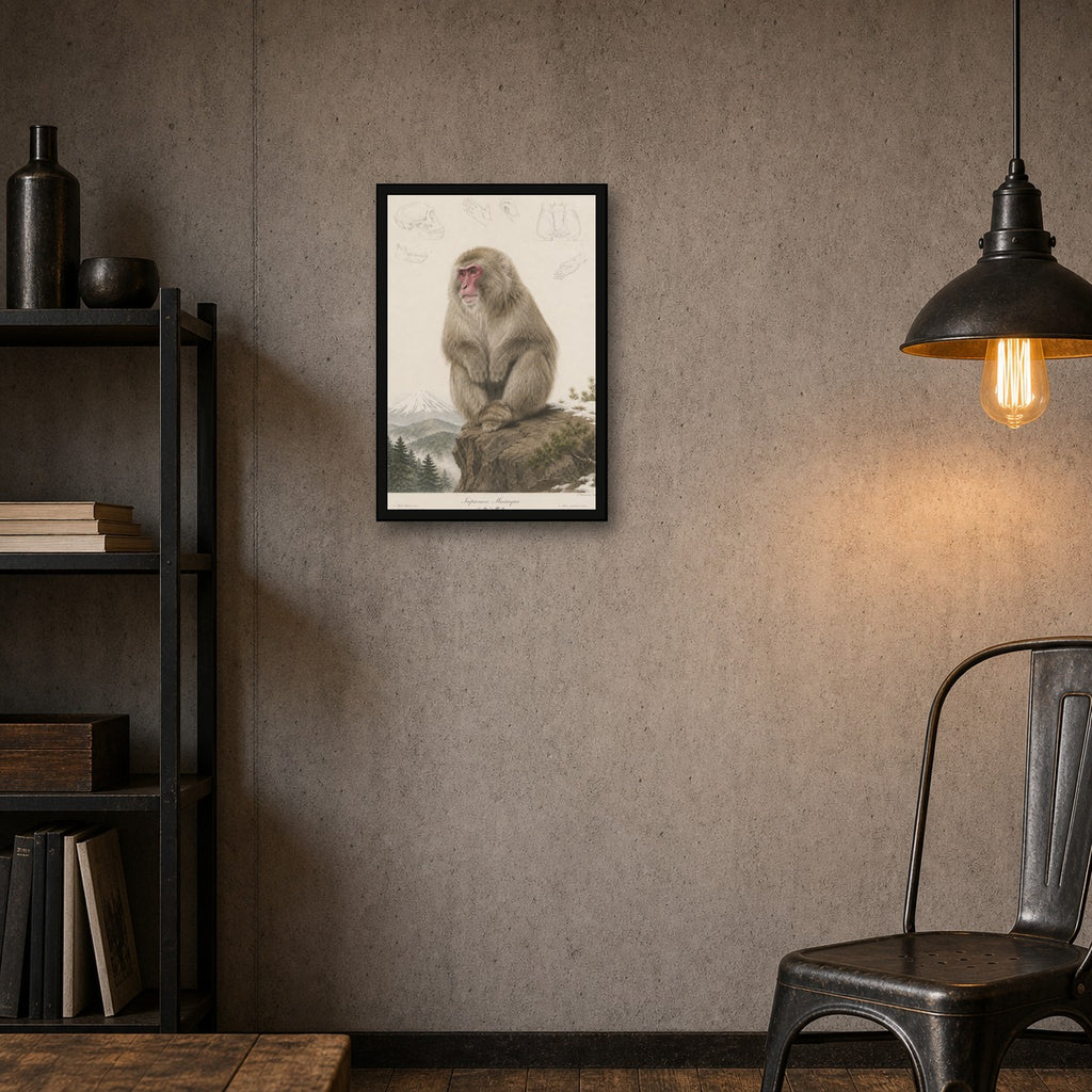 Snow Monkey Mountain Study Japanese inspired poster print for modern wall decor