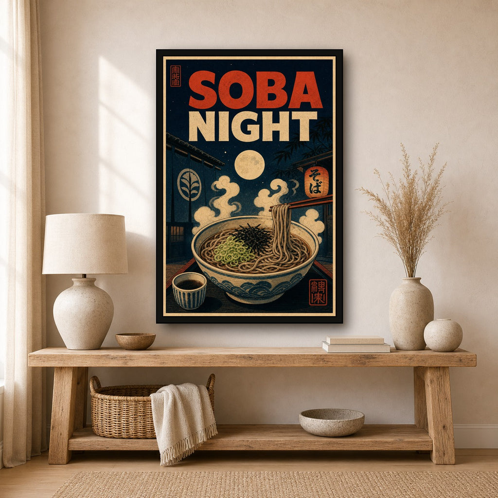 Sobanight Japanese Retro Poster Print - 2x3 room mockup