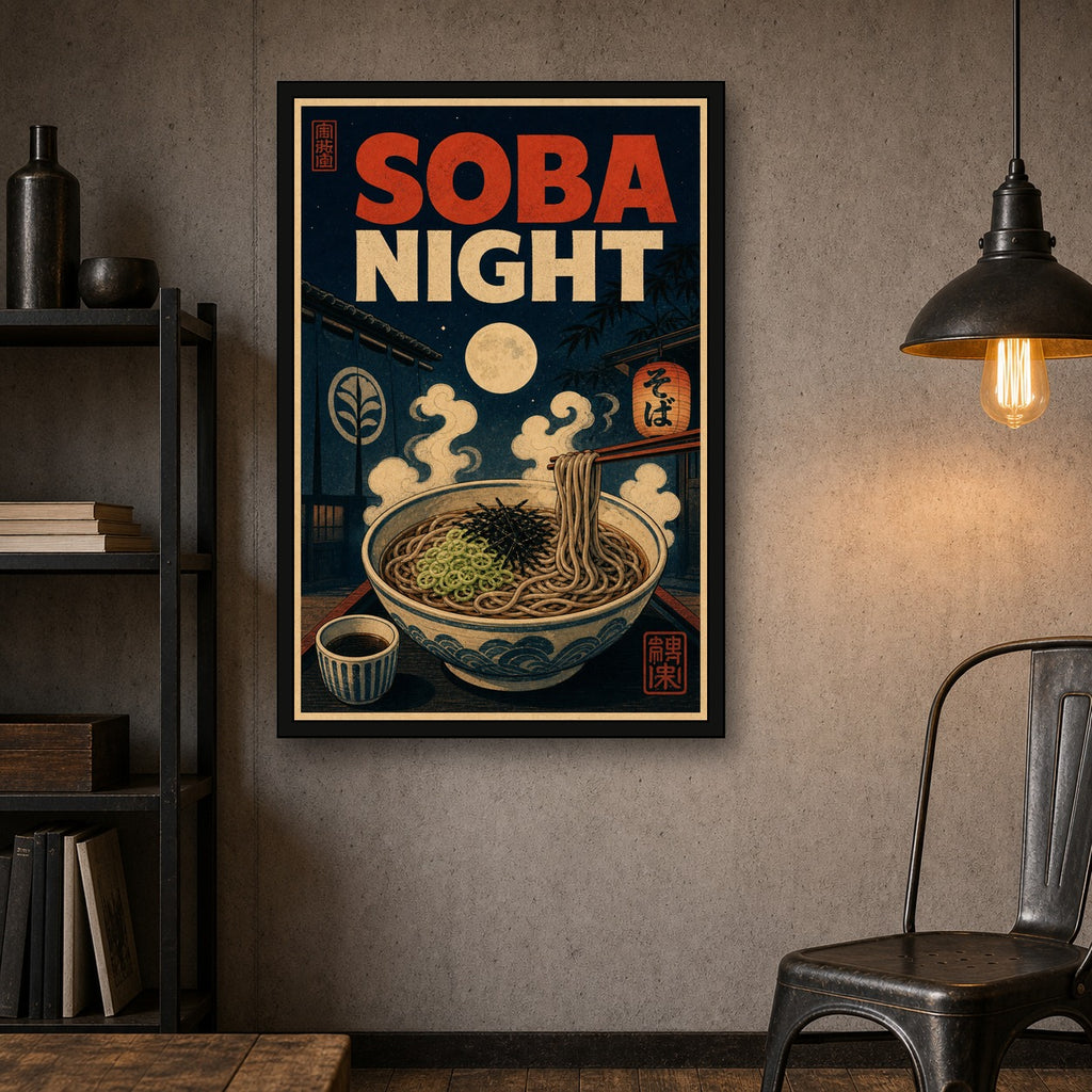 Sobanight Japanese Retro Poster Print - 2x3 room mockup