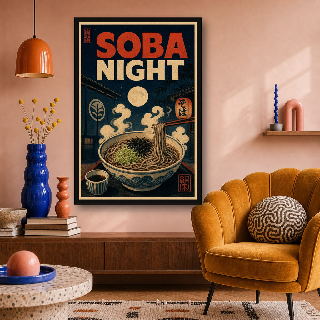 Sobanight Japanese Retro Poster Print - 2x3 room mockup