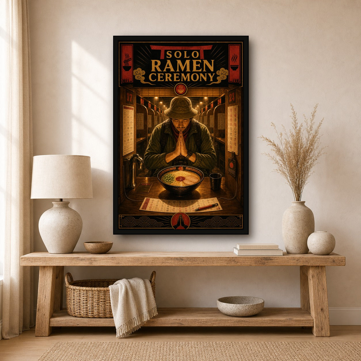 Soloramenceremony Japanese Retro Poster Print - 2x3 room mockup