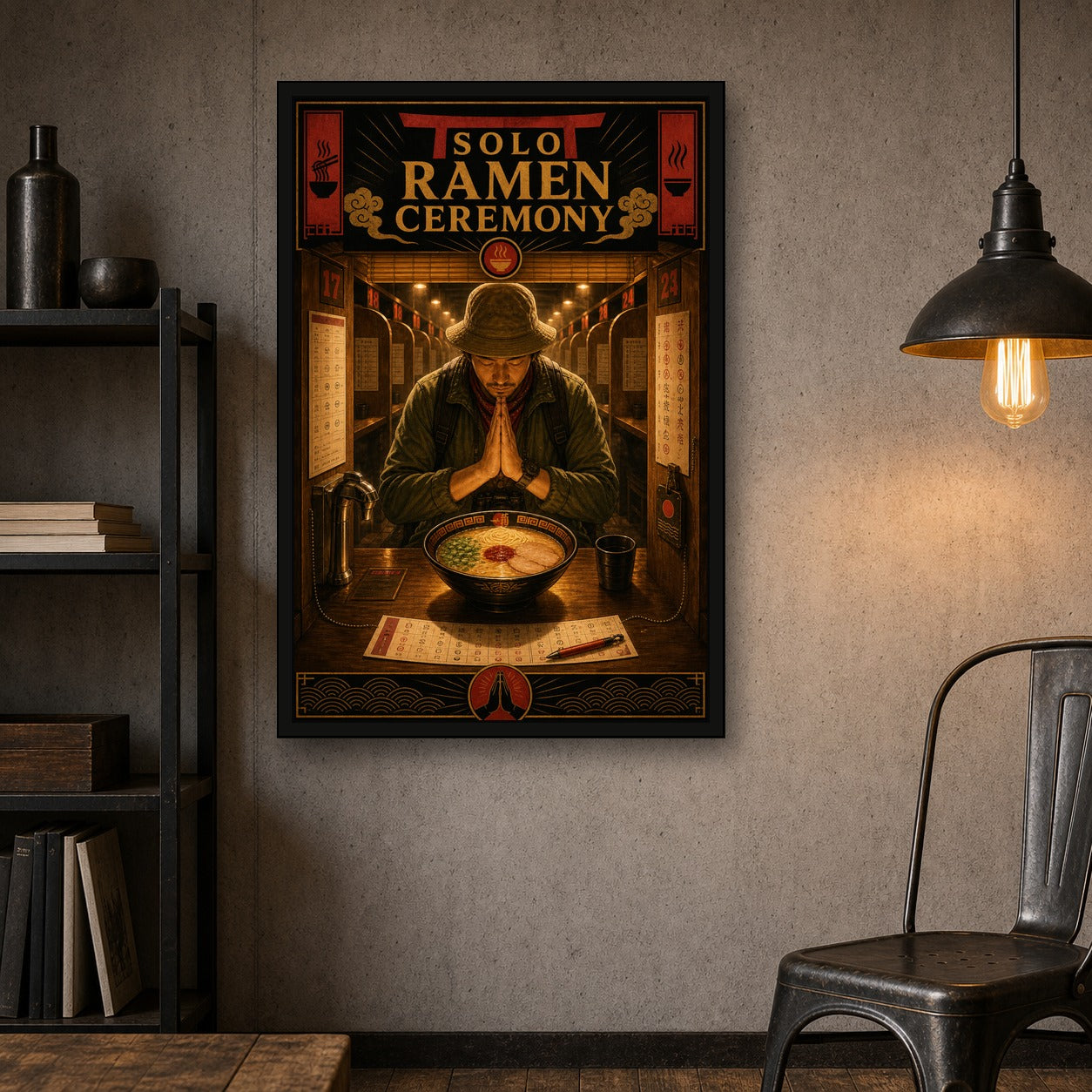 Soloramenceremony Japanese Retro Poster Print - 2x3 room mockup