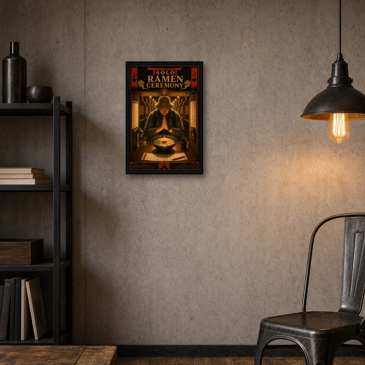 Soloramenceremony Japanese Retro Poster Print - 2x3 room mockup