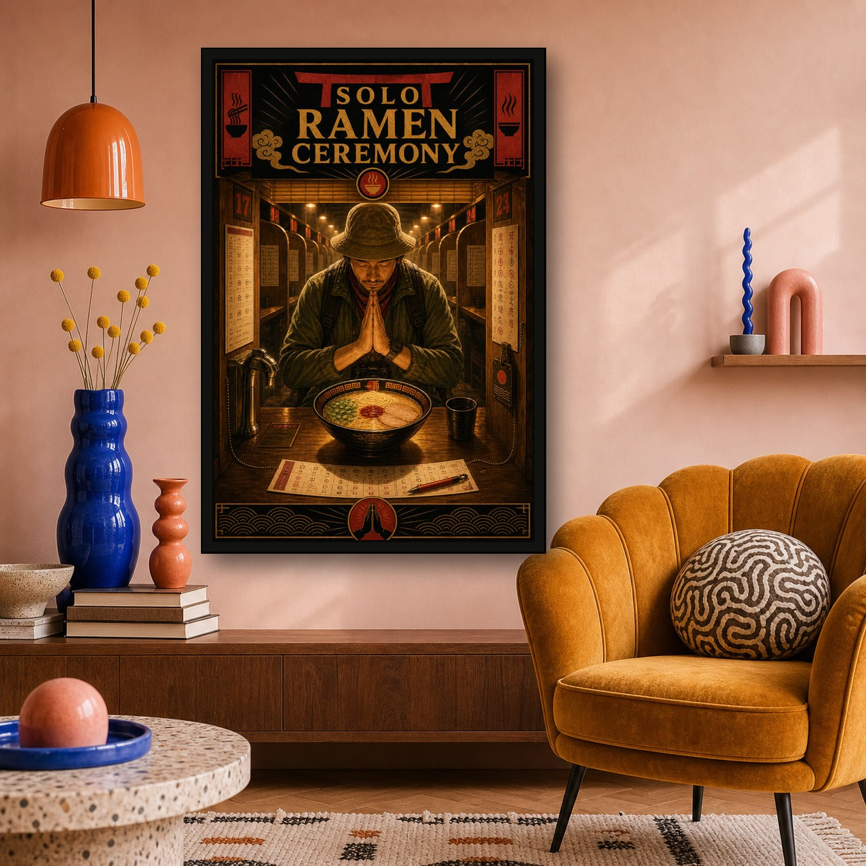 Soloramenceremony Japanese Retro Poster Print - 2x3 room mockup