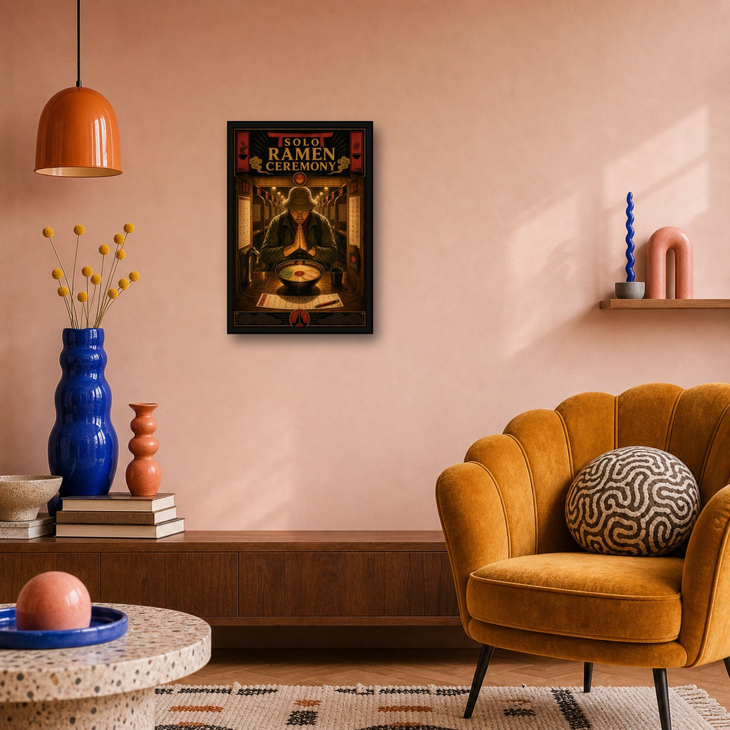 Soloramenceremony Japanese Retro Poster Print - 2x3 room mockup