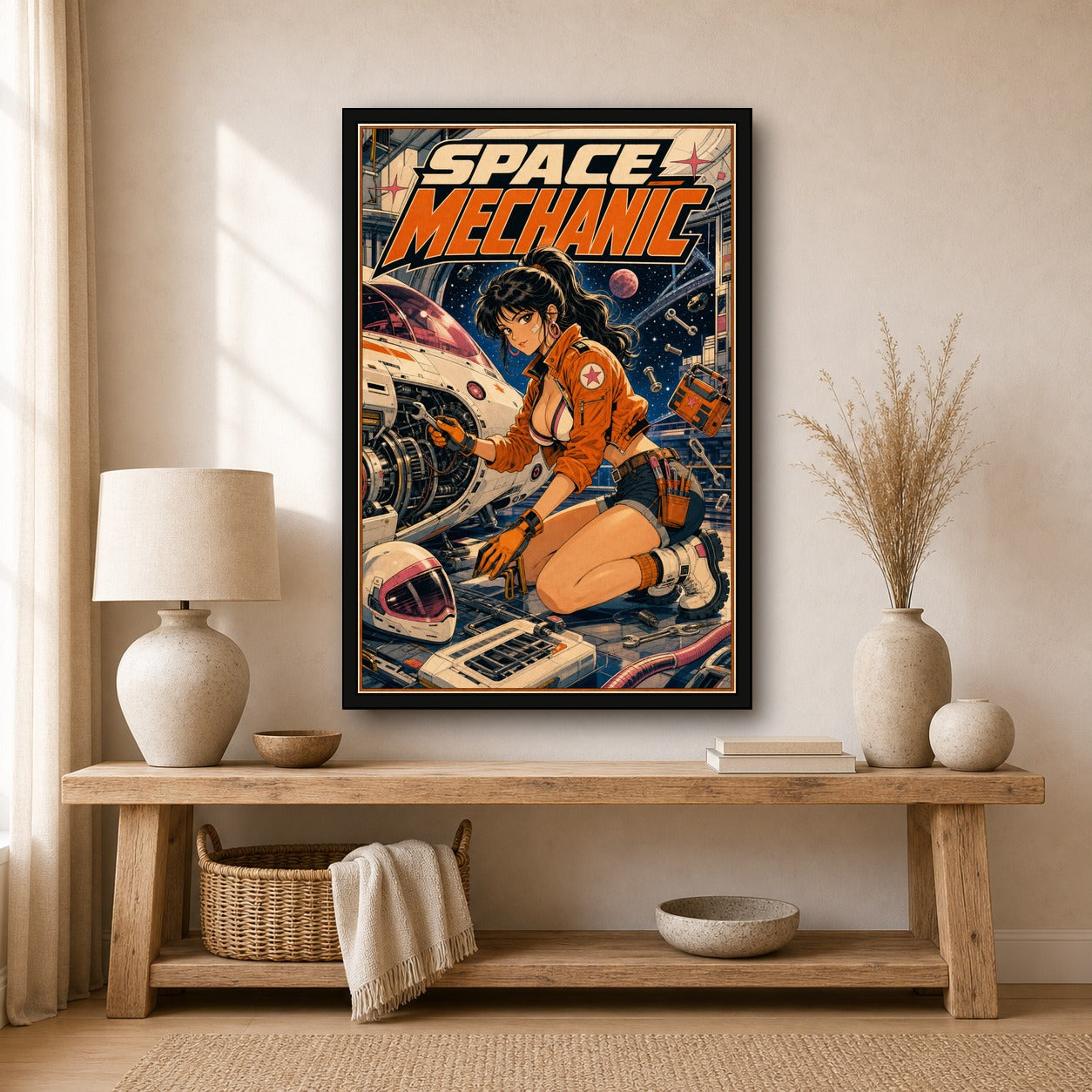 Spacemechanic Japanese Retro Poster Print - 2x3 room mockup