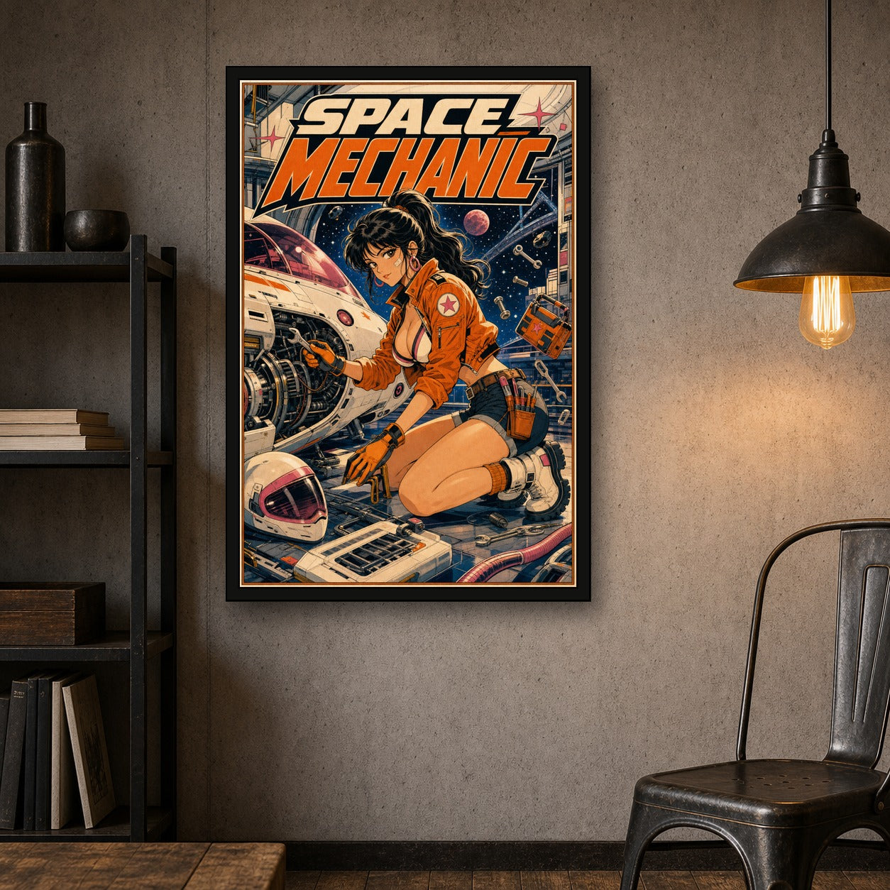 Spacemechanic Japanese Retro Poster Print - 2x3 room mockup