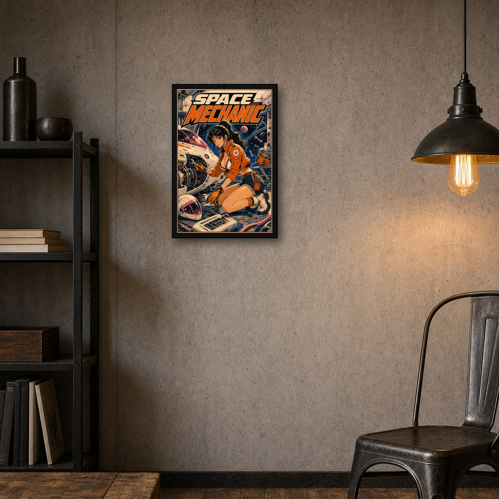 Spacemechanic Japanese Retro Poster Print - 2x3 room mockup
