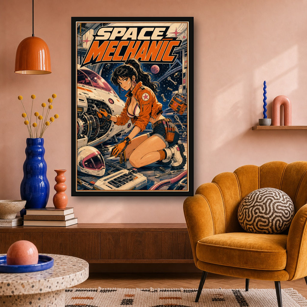 Spacemechanic Japanese Retro Poster Print - 2x3 room mockup