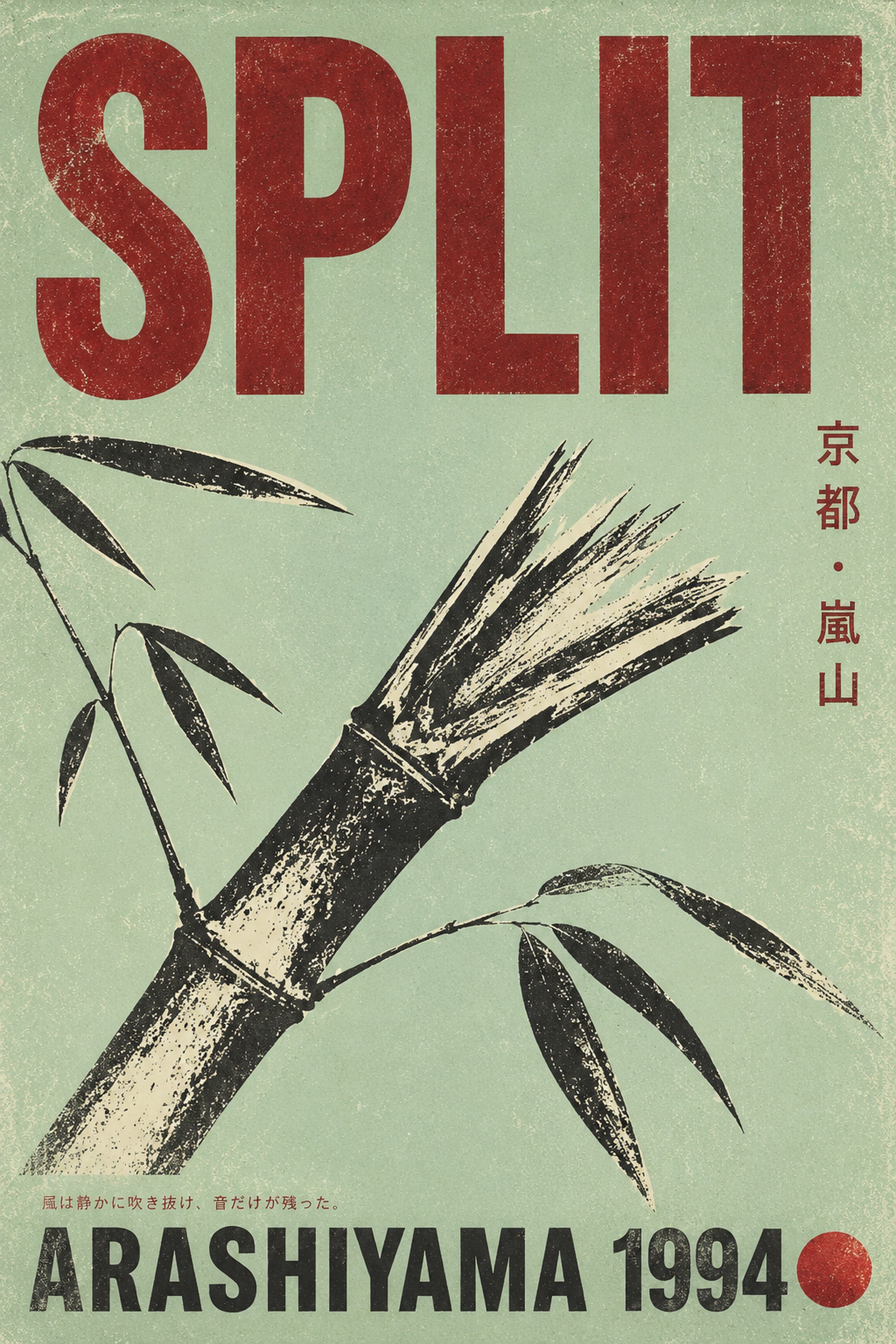 Split Arashiyama 1994 Poster – Vintage Japanese Bamboo Forest Wall Art in Six Sizes